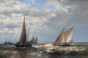 Barcos pesca, em, mar